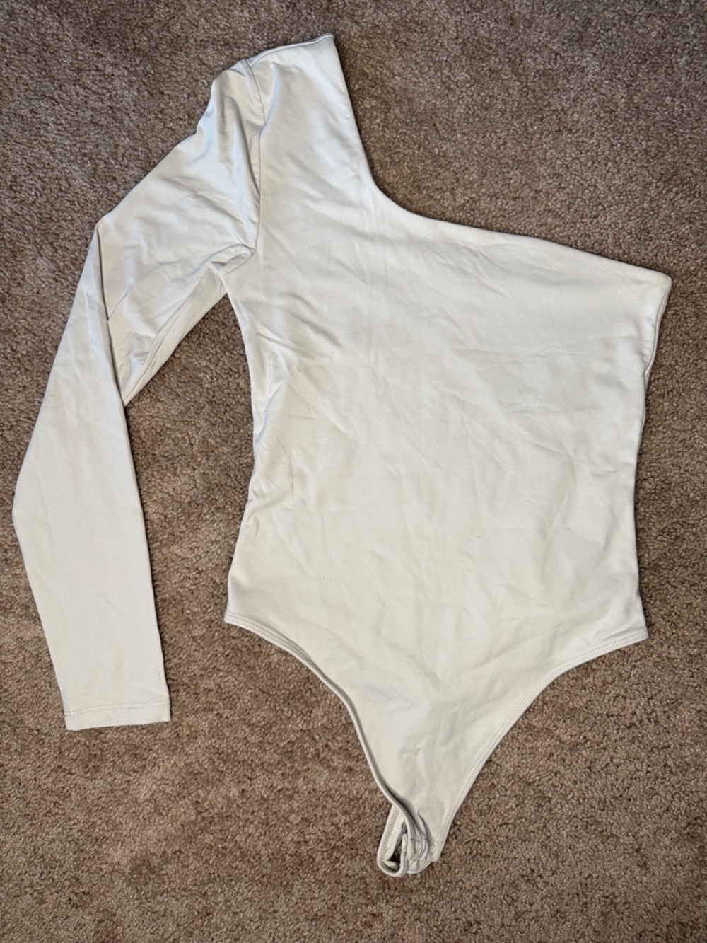 Babaton Off-White One-Shoulder Long-Sleeve Bodysuit